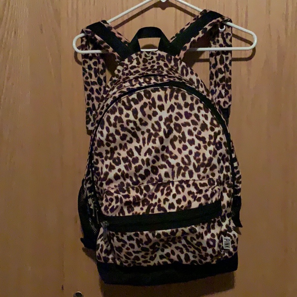 PINK leopard print campus backpack